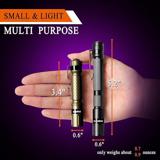 UV Flashlight 2 Pack 395nm Ultraviolet, Black Light Mini Penlight Portable and Compact for Pet Urine and Stain Detection, Hotel Cleaning, ID Check, Handheld Detector