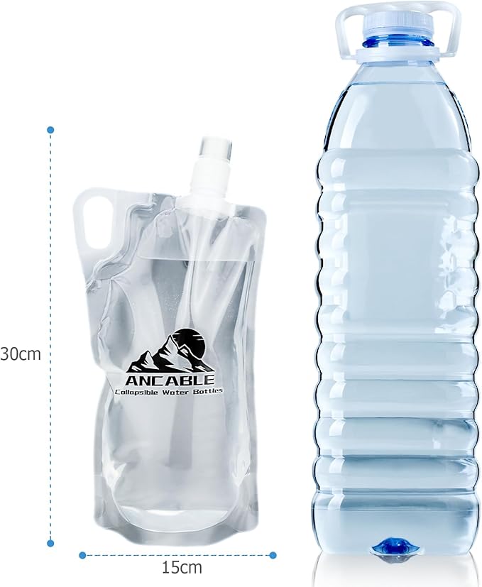 Ancable 33oz Collapsible Water Bottles, 6-Pack Reusable Travel Foldable Water Bottles for Hiking Camping Running Bike, BPA-Free Water Bottle