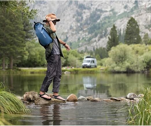 LifeStraw Peak Series - Large Capacity Gravity Water Filter System with Safe Water Storage - 8L + 8L for Camping, RVing, Overlanding, Travel and Adventure, Mountain Blue