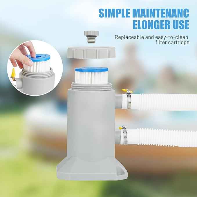 Above Ground Pool Filter Pump, Powerful Pool Filters System Above Ground Quickly and Cleanliness of Your Pool Water, Pool Pumps for Above Ground Pools (Unidirectional Interface: 530 GPH)