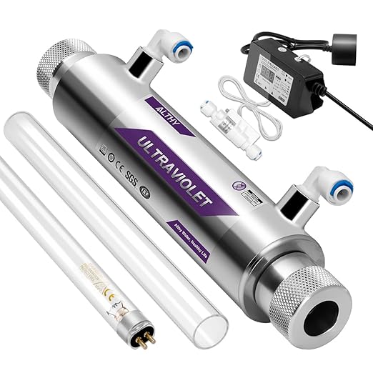 ALTHY UVF-FS11 UV͎ Ultrąviolët Water Filter Purifier for Under Sink Purifier Or RO Systems, with Smart Flow Sensor Switch, 1GPM, 11W Energy Saving