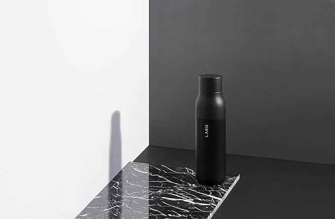LARQ Bottle PureVis 25 oz - Self-Cleaning and Insulated Stainless Steel Water Bottle with UV Water Purifier and Award-winning Design | Reusable & Travel Friendly, Obsidian Black