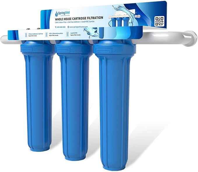SpringWell Whole House Water Filter Cartridge System - Carbon + Sediment Filter + Salt Free Softener + VOCs/Lead