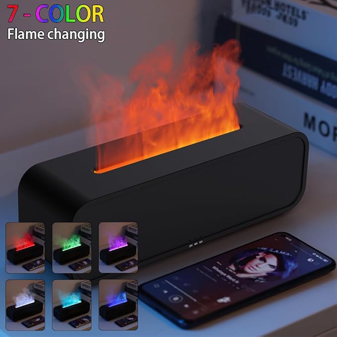 Dream Color Flame Diffuser Humidifier, Music Sync Ultra-Quiet Aroma Essential Oil Diffuser, 250ml Aromatherapy Mist Humidifier with Auto-Off, Timeable for Bedroom, Home, Office(White)