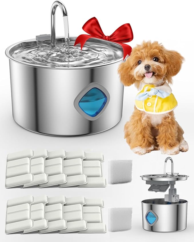 Vetiflow - Set It Once - Fresh Water 24/7, 100% Safe for All Dogs, Vetiflow Dog Bowl with Always Clean, Never Slimy, 108 Oz Vetiflow Water Fountain, Vetiflow Water Bowl (10filter + 2cotton)