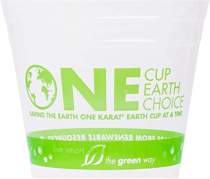KARAT EARTH [1,000 ct - 12 oz Compostable PLA Plastic Cups, BPI Certified Disposable Renewable Cold Cups for Cocktails, Wine and More | Green Line