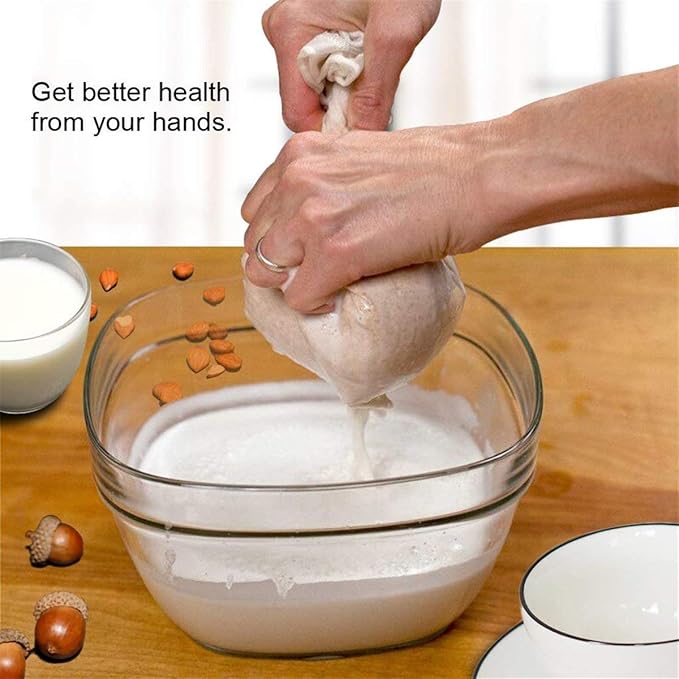 LERORO® 2-Pcs Reusable Nut Milk Bag, Almond Milk, Cold Brew Coffee Tea Filter,Food Strainer,Mesh Nylon Cheesecloth,Reusable Drawstring Straining Brew in a Bag(Large,10 X 12 Inches)
