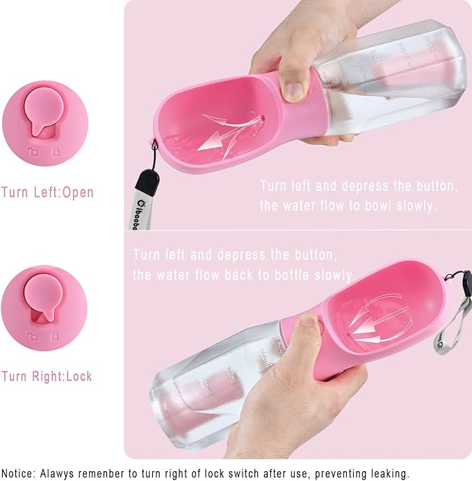 Cibaabo Dog Water Bottle with Food Container & Poop Bag Holder, Travel Water Bowl, Portable Pet Dispenser, Girl Dog Mom Gifts Accessories Stuff Essentials Gift for Yorkie Chihuahua Walking Hiking