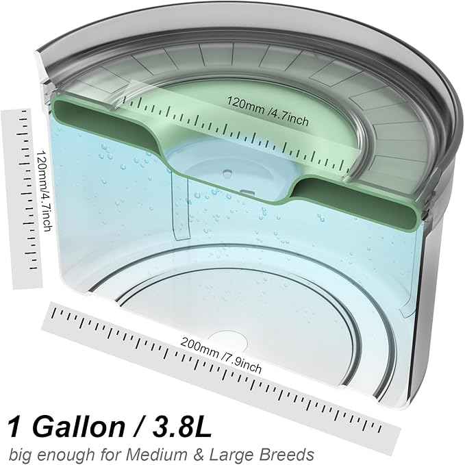 1Gallon No Spill Dog Water Bowl-3.8L Large Capacity, BPA-Free, Anti-Splash & Anti-Digging Design with Non-Slip Base, for Messy Drinkers