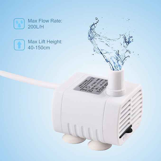 Driew 3W DC 3.5-8V USB Water Pump with Power Cord, Solar Mini Submersible,Brushless,Waterproof (2, White)