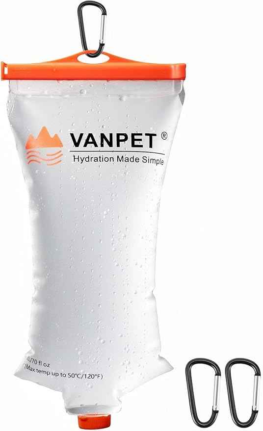 2L Water Bag Compatible with Sawyer Squeeze, Durable TPU Material, BPA & PVC Free, Collapsible Water Container for Camping, Hiking, Fishing or Traveling (1 Pc)