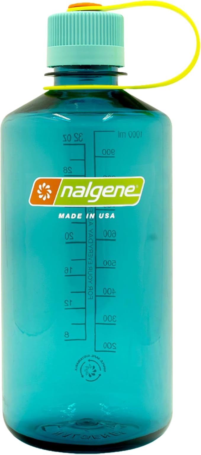 Nalgene 32 oz Narrow Mouth Water Bottle | BPA-Free, Durable & Leak Proof, Lightweight Bottle for Gym, Office & Travel, Cerulean Sustain
