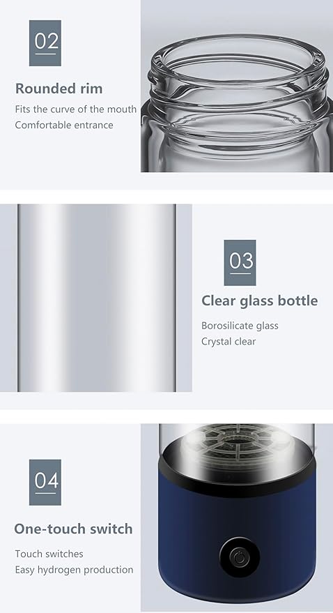 300mL Portable H2 Ionizer Water Machine, Healthy Alkaline Hydrogen Water Maker, with SPE and PEM Technology, 1500ppb Hydrogen Concentration, Sleep Improvement