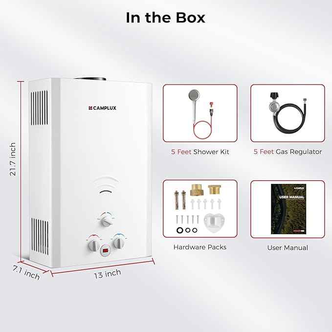 CAMPLUX Tankless Water Heater Propane, 2.64GPM Portable Water Heater for Off Grid, Camping, BW264, White