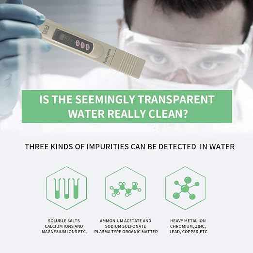 TDS Water Quality Tester Digital 3-in-1 - Accurate EC PPM Temperature Meter 0-9990ppm for Drinking Water, Pool, Aquarium Testing