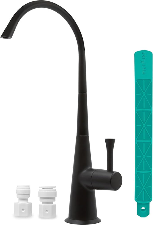 Metpure Non-airgap Brass RO Faucet Reverse Osmosis Drinking Water Filtration System Water Dispenser Spout. Contemporary Style. Include Wrench and Faucet Adapters. Matte Black