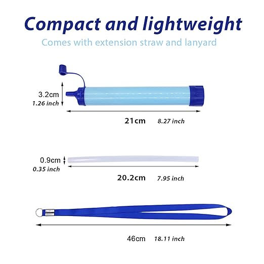 1 Pack Personal Water Filter Straw, Portable Outdoor Emergency Survival Gear for Hiking, Camping, Travel, Hunting & Fishing