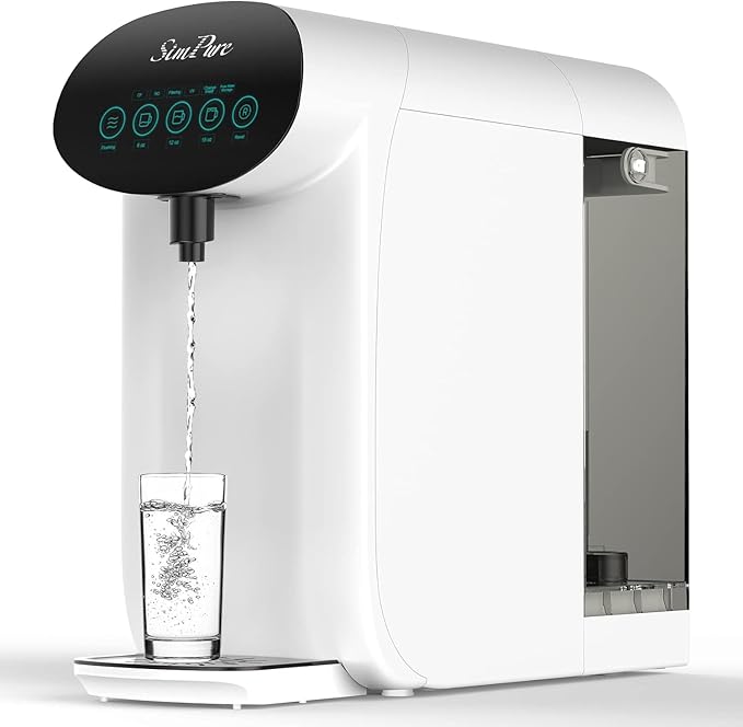 SimPure Y7P-W UV Countertop Reverse Osmosis Water Filter, NSF/ANSI 58 Certified, 5 Stage RO Water Filtration System, Water Purifier for Home, 4: 1 Pure to Drain, BPA Free (No Installation Required)