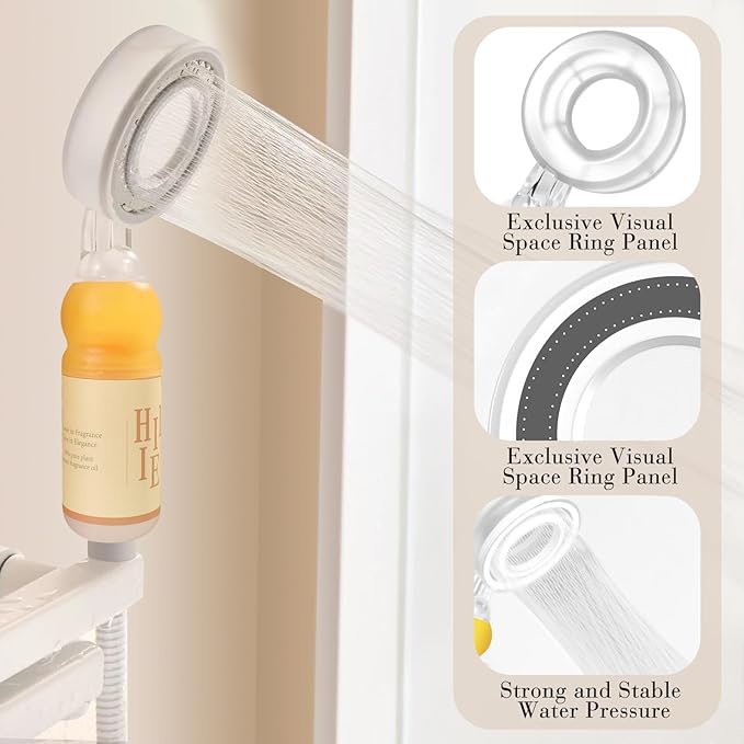 Vitamin C & Aromatherapy Skincare Spa Shower Head with Handheld, Filtered Showerhead for Hard Water - Removes Chlorine & Heavy Metals, Softer Skin & Hair Care (Woody Scent)