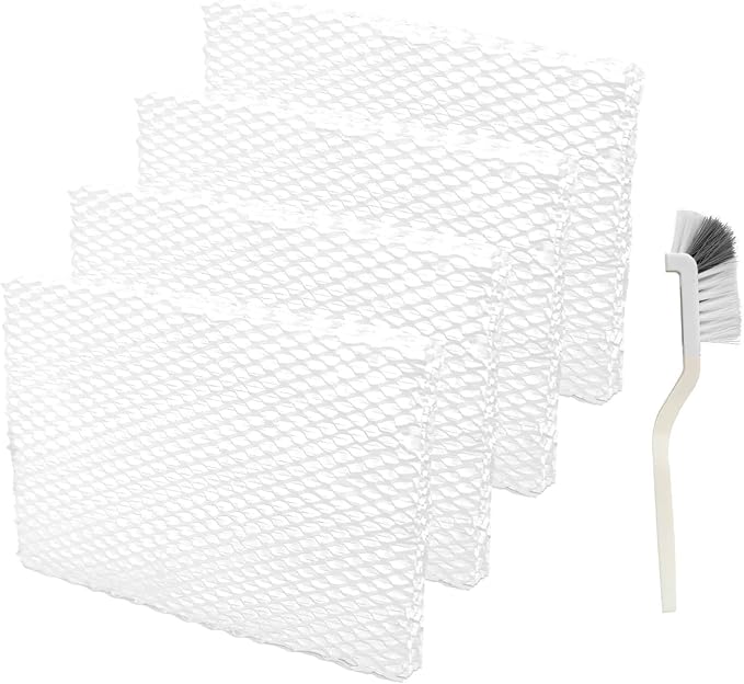 MD1-0034 Humidifier Replacement Wick Filters + Brush, Compatible with Vornado Evaporative Humidifier Evap40, Evap2, EV3, EV100, EV200, EVDC300, EVDC500, EVDC505 (Not for Evap3), 4-Pack (4)