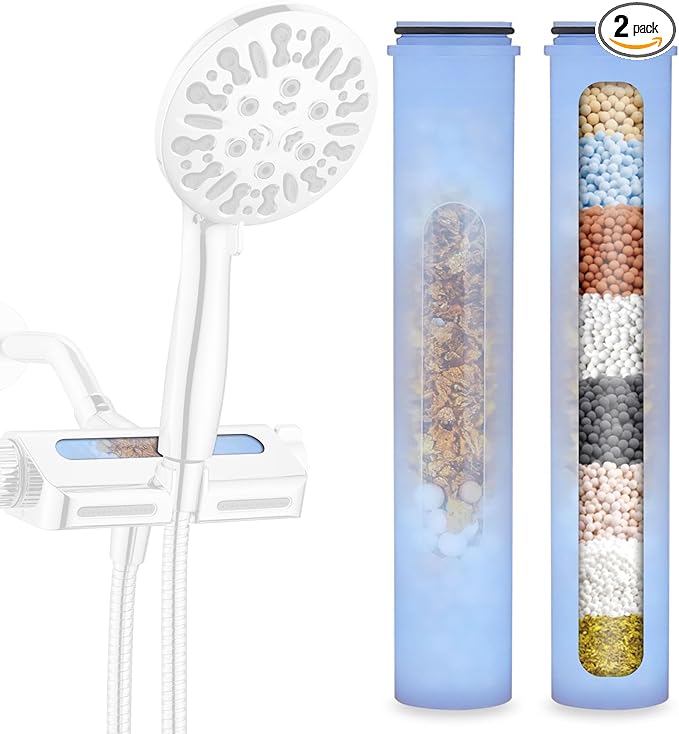 2 Pack Shower Head Filter Replacemen, Shower Filters Replacement Cartridge, Suitable for HEROBAI Filtered Showerhead, KDF Filters to Remove Chlorine and Fluoride (2PCS Filter Cartridge)