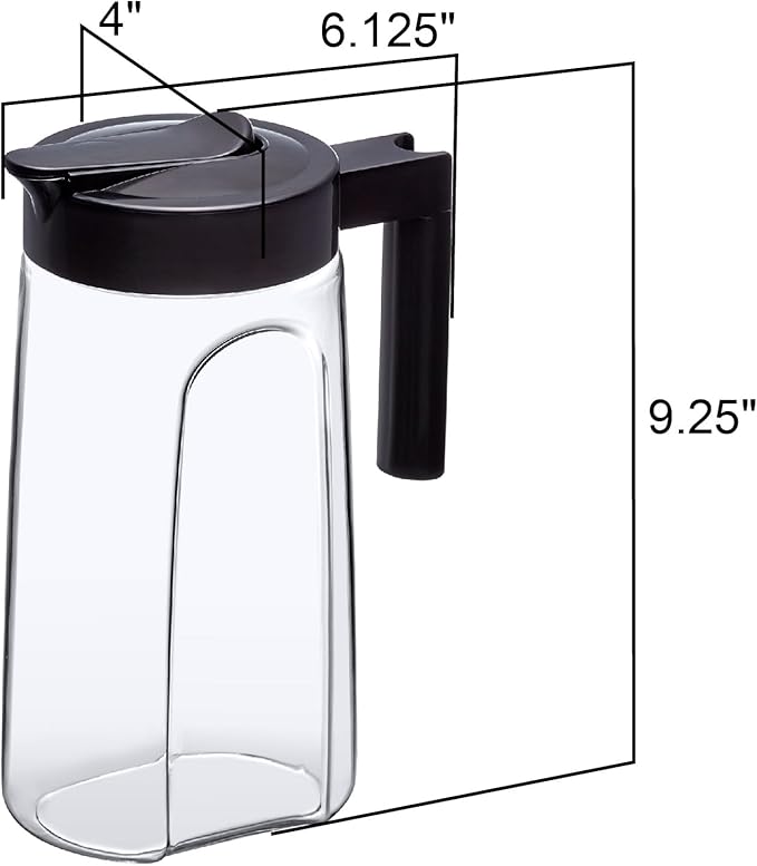 Amazing Abby - Slim Mini - 2-Pack Tritan Pitcher (48 oz), Unbreakable Plastic Water Pitcher with Lid, BPA-Free, Heat-Resistant, Dishwasher-Safe, Great for Both Iced and Hot Drinks, Black