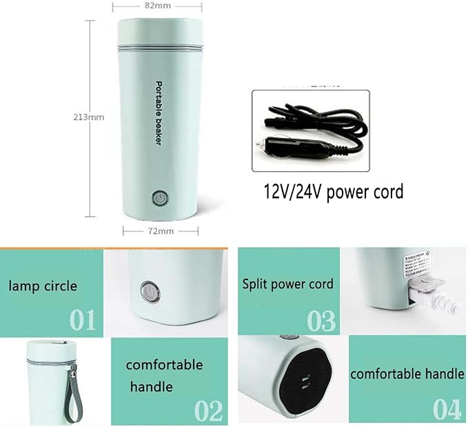 Water Camping Kettle Kettles Teakettles Hot Water Dispensers Electric Kettle Travel 110V Car 12V Portable 400ML Sealed and Leak-proof Non-slip Bottom (White,110V)