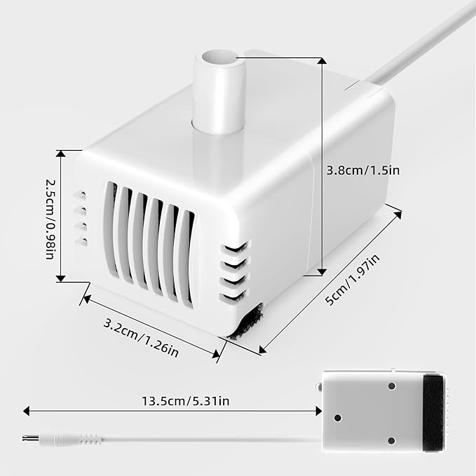 Replacement Pump for 7L/1.8Gal Stainless Steel Pet Fountain Cat Water Fountain Dog Water Dispenser Ultra Quiet Long Lifespan Water Pump