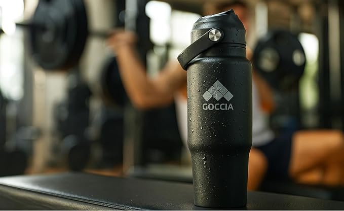 Sip & Scent 2-in-1 Smart Design 30 oz Insulated Water Bottle with Straw and Spout Lids and Refillable Perfume Container – 3-Layer Copper-Core, Leak-Proof Stainless Steel Water Bottle (Black)