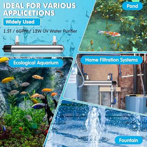 12W UV Pond Clarifier for Koi Pond Aquarium and Fish Tank