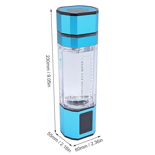 New Hydrogen Water Bottle, 300ml PCTG Type C 5V Hydrogen Rich Water Generator Cup for Home Office Outdoor Sports (Blue)