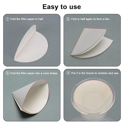 stonylab Qualitative Filter Paper, 100 Packs Slow Flow Rate Cellulose Filter Paper Circles with 10 Micron Particle Retention, 94 mm Diameter