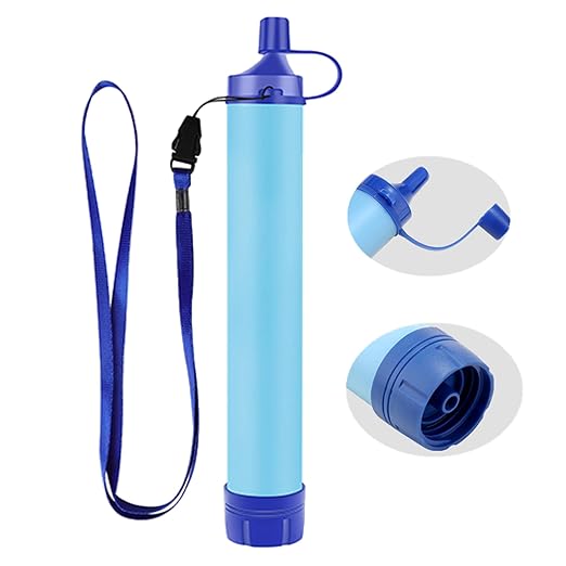 Personal Straw Water Filter, Emergency Preparedness Portable Water Filtration for Hiking Camping Fishing Hunting Outdoor Adventures Backpacking, 2.8mm Screw Bottom, Water Purifier Survival Gear