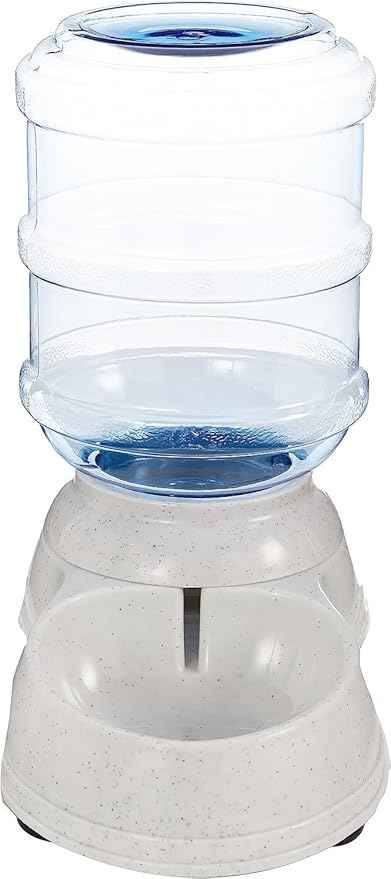 Amazon Basics Gravity Pet Water Dispenser for Cat,Dog,1 Gallon Capacity,Small,Gray,(Pack of 4)
