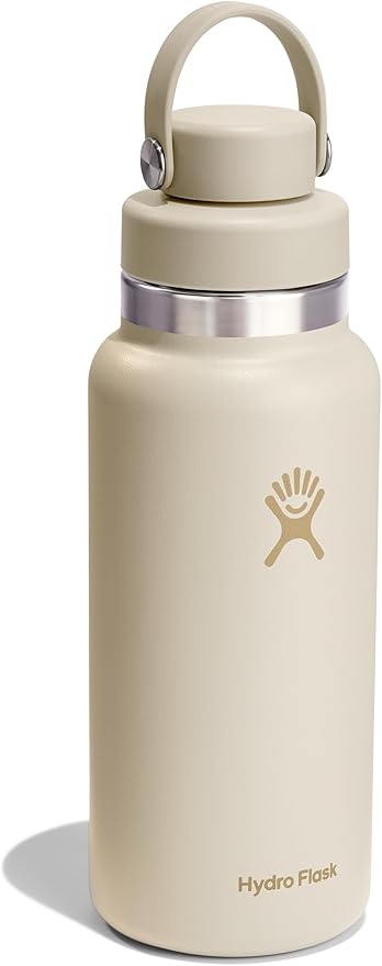 Hydro Flask Water Bottle - Insulated Stainless Steel - Wide Mouth Flex Chug Lid, Non Spill, Leakproof in 32 Oz Coconut Cream
