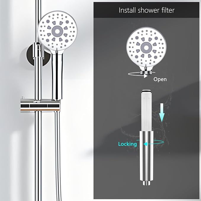 Replacement Filter Compatible For FEELSO High Pressure 3 Spray Mode Filtered Shower Handheld, 15 Stage Hard Water Shower Filter (4pcs), Long bar type, White