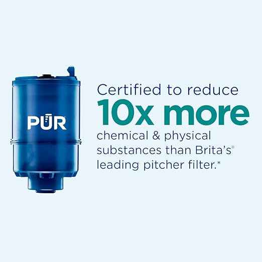 PUR Plus Horizontal Faucet Mount Filtration System with 3-in-1 Lead Reducing Filter, Water Filter for Sink, Lasts 100 Gallons, Compatible with Sinks with External Aerators, Metallic Grey