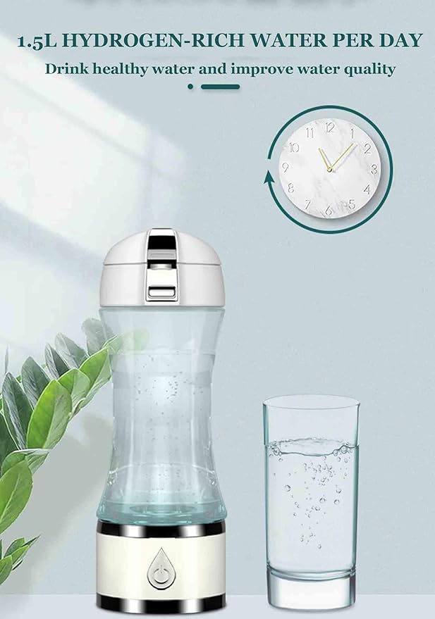 260ML Hydrogen Rich Water Bottle Generator, Concentration Up to 1600PPB, Portable Hydrogen Water Maker Machine, SPE/PEM Dual Chamber Electrolysis Module