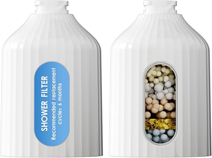 2 Pack Shower Head Filter Refill, Multi-Stage Shower Filter Replacement Cartridge is Suitable for HEROBAI Dual Showerhead Combo, Shower Head Filters for Hard Water to Remove Chlorine