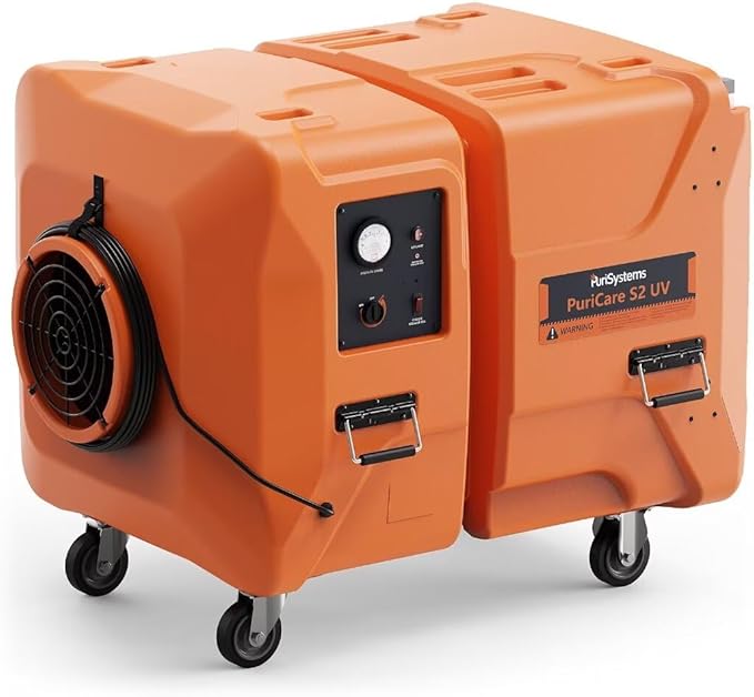 PURISYSTEMS Portable Air Scrubber, 2000 CFM Stackable Commercial Air Filtration System with Built-In UV-C Light, 3-Stage Filtration Negative Air Machine for Water/Fire Damage Restoration, Renovation