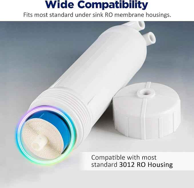 Membrane Solutions 500 GPD RO Membrane 3.0"x12" Reverse Osmosis Membrane Water Filter Replacement for Under Sink Home RO Water Purifier System and Maple Sap Syrup DIY, Aquariums (5 Pack)