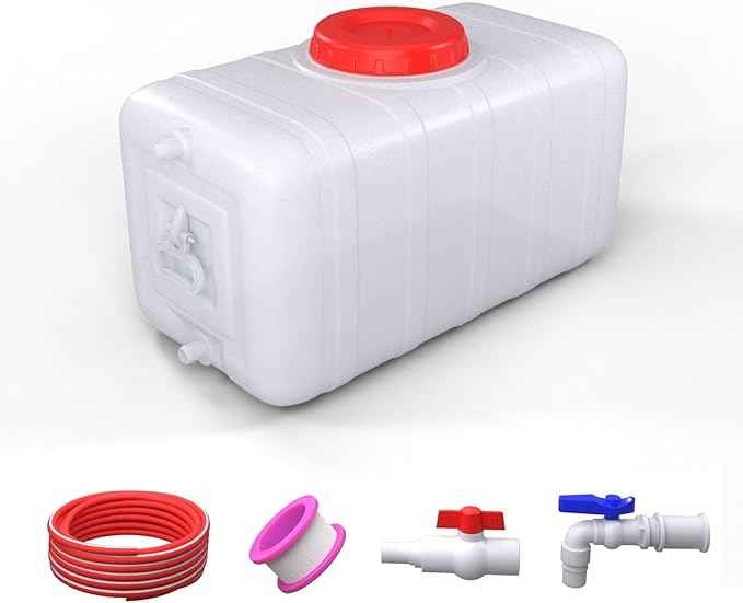 13Gallon/50L Water Storage Tank with Spigot,3m Hose and Control Valve, Large Plastic Emergency Water Tank,Water Storage Container for Camping, RV, Truck, Emergency Preparedness(22.4"*11.8"*11.8"