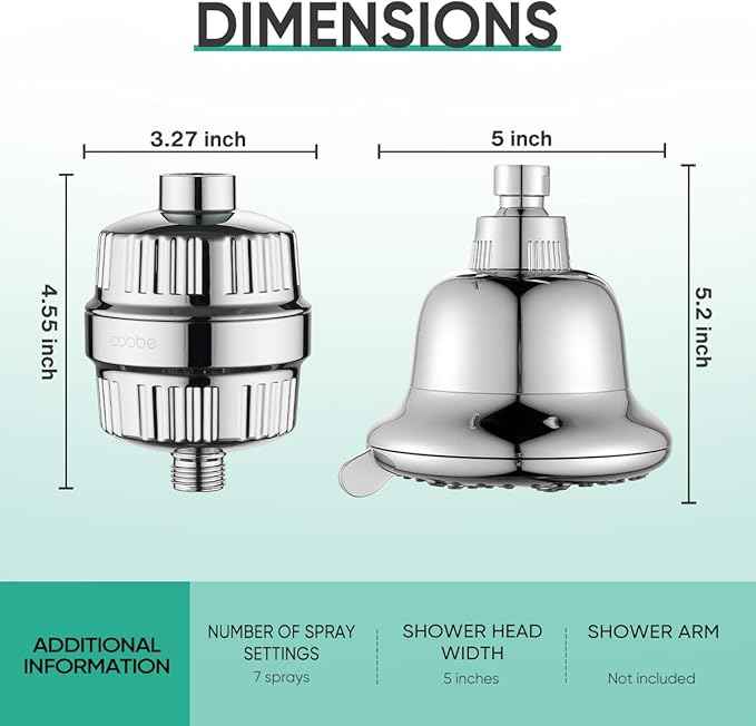 Cobbe Luxury Double Filtered Shower Head, High Output 16+20 Stages – 99% REMOVAL Shower Filters for Hard Water Removes Chlorine and Harmful Substances, 7-Model Setting Spray, Chrome