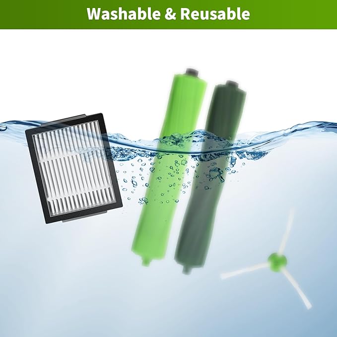 Replacement Parts for irobot Roomba i1+ i7/i7+ i3+ i4+i6+ i8+ J7+/Plus E5 E6 E7,I & E & J Series Vacuum Cleaner Accessories inclue 2 Set Roller Brushes & 8 Filters & 8 Side Brushes & 8 dust Bags - AquaVibe
