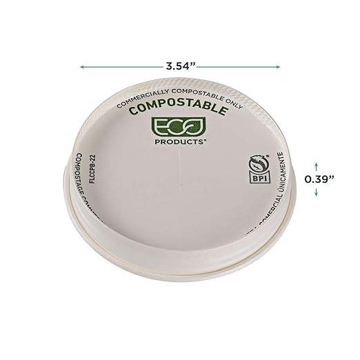 Eco-Products GreenStripe Compostable Paper Cup Lids, Case of 1000, Paper Lid Lined with Plant Based Plastic, X Slot for Straw, Fits 9-22oz Cups, Disposable, ASTM Compliant, BPI-Certified