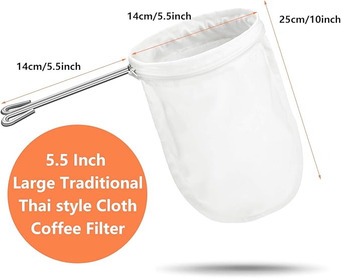 Tatuo 4 Pieces 5.5 Inch Ultra Fine Mesh Strainer Bags Reusable Filter with 2 Stainless Steel Frame with Handle for Filter Nut Milk Coffee Tea Traditional Thai Butter Bag Juices and Fresh Cheese Cotton