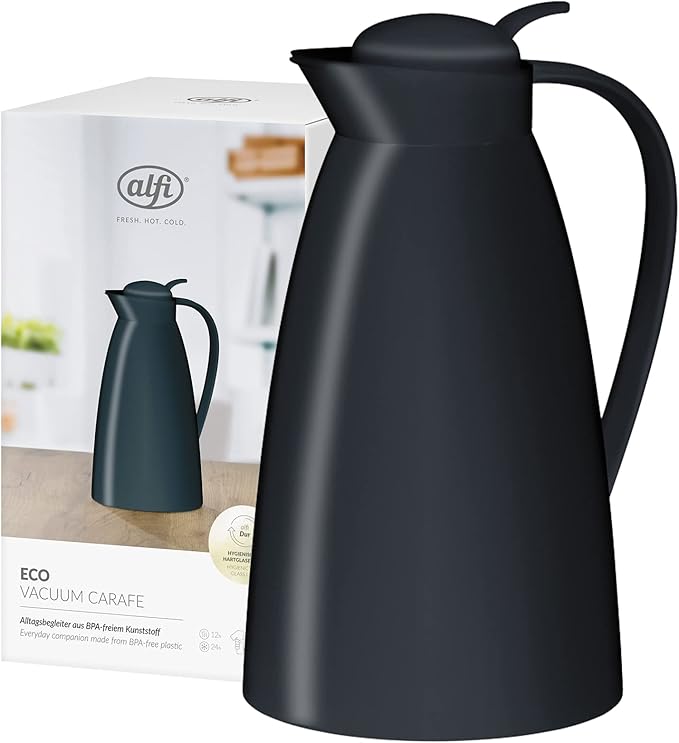 Alfi 825010100 Eco Vacuum Flask, White Plastic, 1 Litre, Plastic, Black, 1,0 l
