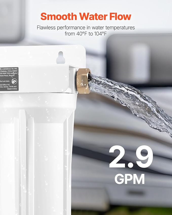 VEVOR RV Water Filter, 2-Cartridge 2.5 x 10 in Water Filter System for RV, Remove Sediments, Chlorine, Bad Tastes, Odors, and Most Contaminants, RV Filter for Campers, Boats, Vans