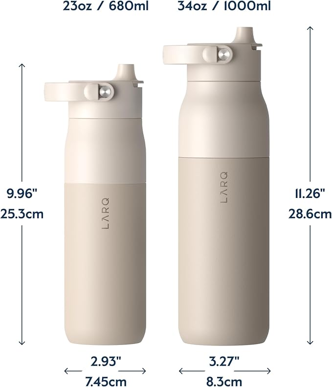 LARQ Bottle Swig Top 34oz - Insulated Reusable Stainless Steel Water Bottle With Built-In Silicone Handle | BPA Free | For Sports, Gym, and Travel | Mojave Dune