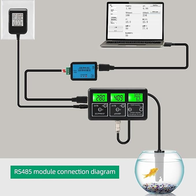 Water Quality Tester Detector, Food Nitrate Tester, Smart PPM PH ORP EC CF Temp Humidity Meter, for Drinking Water, Laboratory Hydroponics, Fish Tank Aquarium SPA Pool